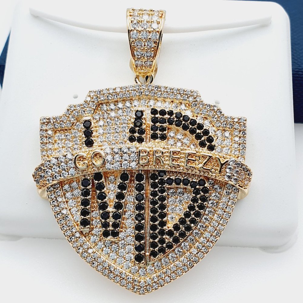14K Gold Plated Cubic Zircon Pendant, EVBRS646